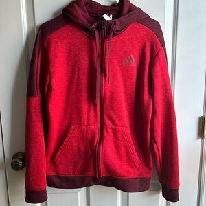 Adidas Jacket Hoodie Men's Size Small Red Climawarm Zipup